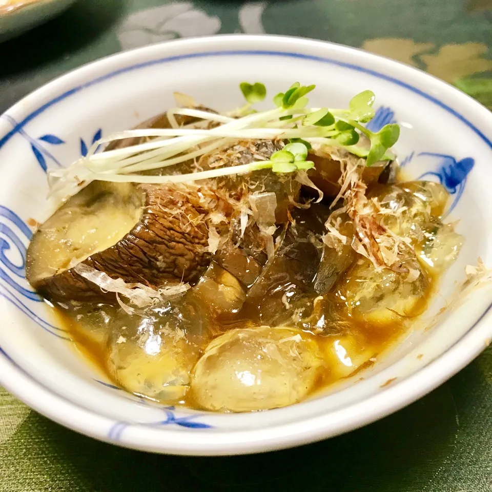 レンジで揚げ茄子とわらび餅の煮浸し♪冷やし鉢でも👌|Tomokoさん