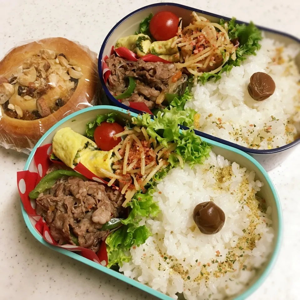 Snapdishの料理写真:今日のお仕事&学校弁当♪|ぐぅさん