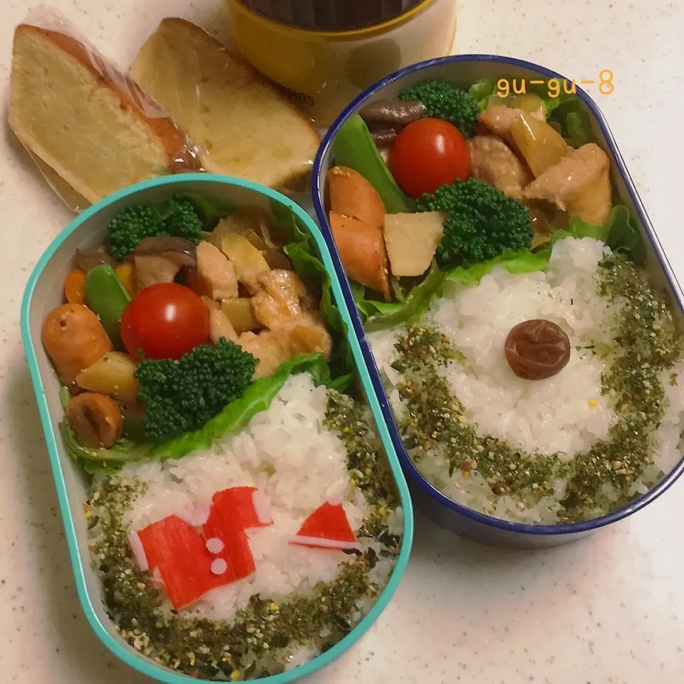 Snapdishの料理写真:きょうのお仕事&学校弁当♪|ぐぅさん