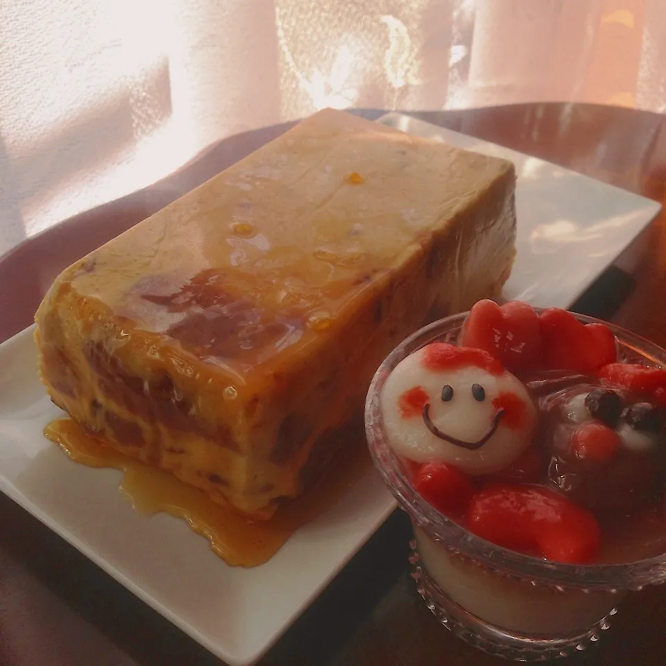 Snapdishの料理写真:バゲットのプリンケーキ|ぷうさんさん