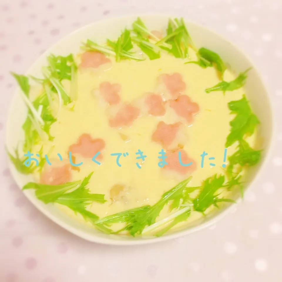 ふわふわ♪ お花見茶碗蒸し|ぷうさんさん