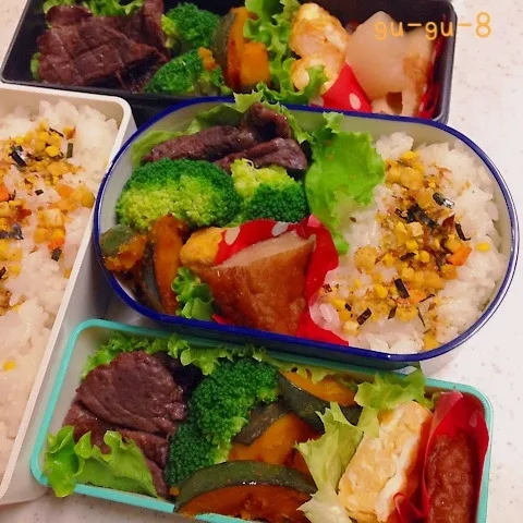 Snapdishの料理写真:今日のお仕事＆学校弁当♪|ぐぅさん