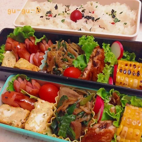 Snapdishの料理写真:今日のお仕事＆学校弁当♪|ぐぅさん