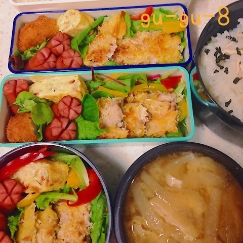 Snapdishの料理写真:今日のお仕事＆学校弁当♪|ぐぅさん