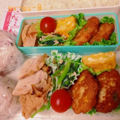 Snapdishの料理写真:今日のお仕事＆学校弁当♪|ぐぅさん