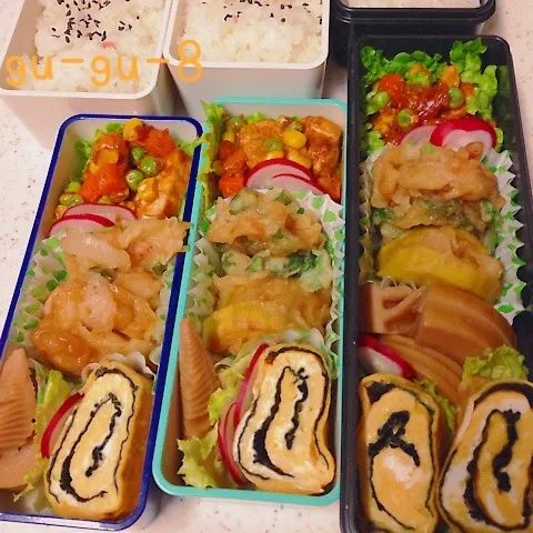 Snapdishの料理写真:今日のお仕事＆学校弁当♪|ぐぅさん