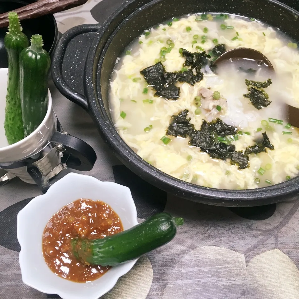 Snapdishの料理写真:山椒の実入りが美味しい😍アズちゃんの鶏雑炊❤︎|Tomokoさん