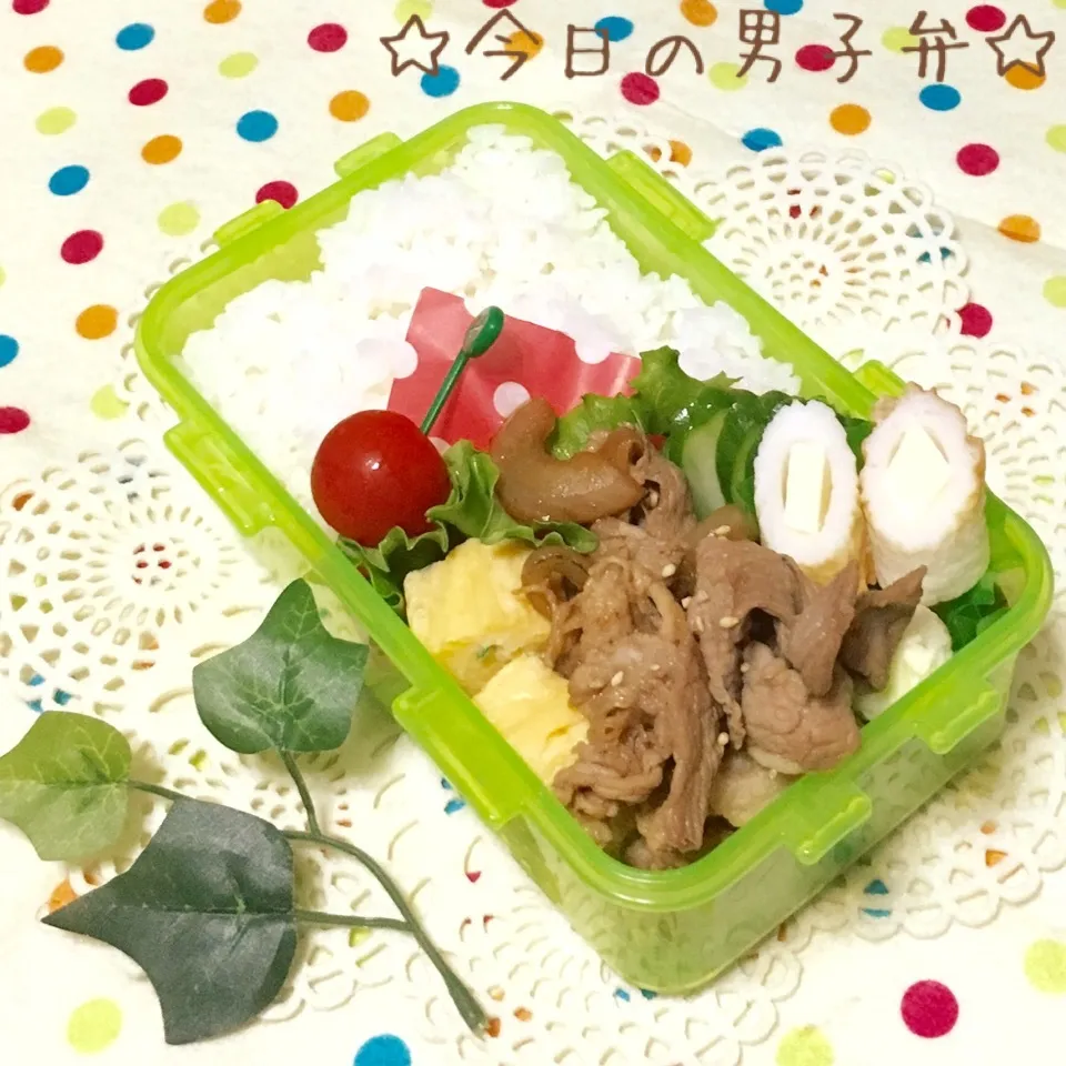高校生男子豚しょうが焼き弁〜♪|りこもとさん