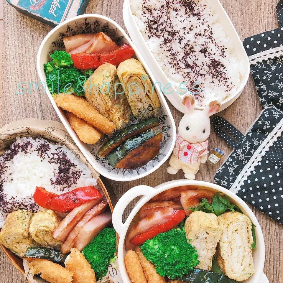 Snapdishの料理写真:3人弁当💞(あっという間~)|Rie Naganoさん