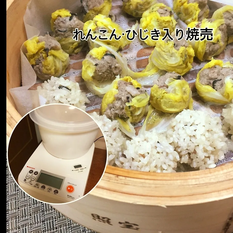 「れんこん・ひじき入り焼売」～ニーダーで餡も手軽|かずぴょんさん