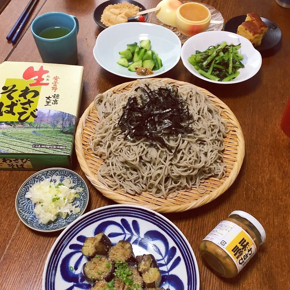 Snapdishの料理写真:さわやか「わさび蕎麦」とわさび味噌料理|かずぴょんさん