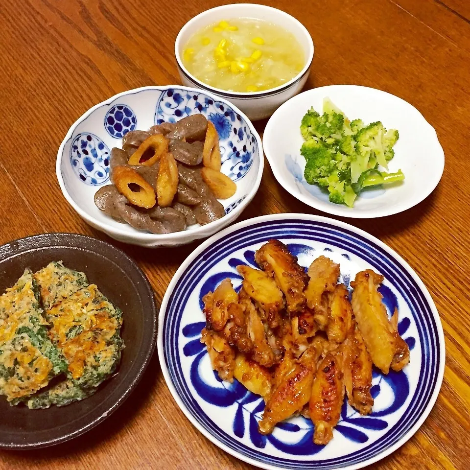 蒸し鶏手羽中のにんにく醤油麹焼き|かずぴょんさん