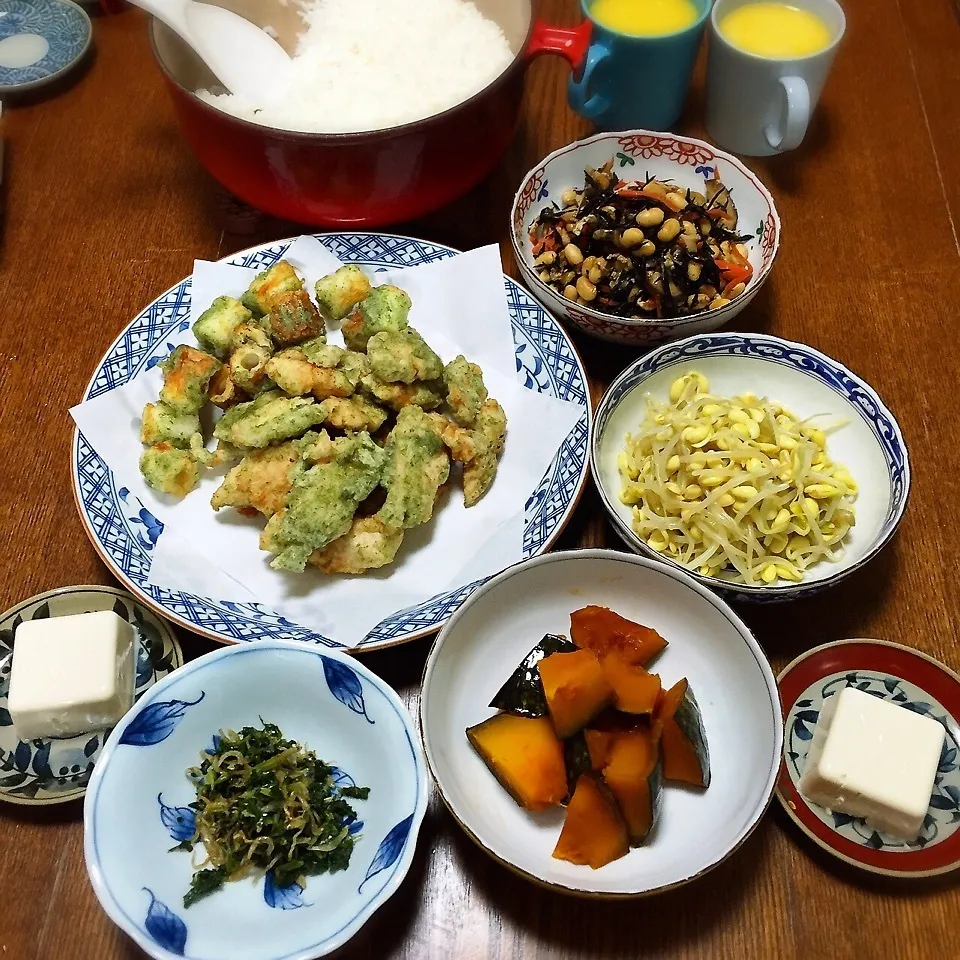 「鶏むね肉磯辺揚げ」の夕飯|かずぴょんさん