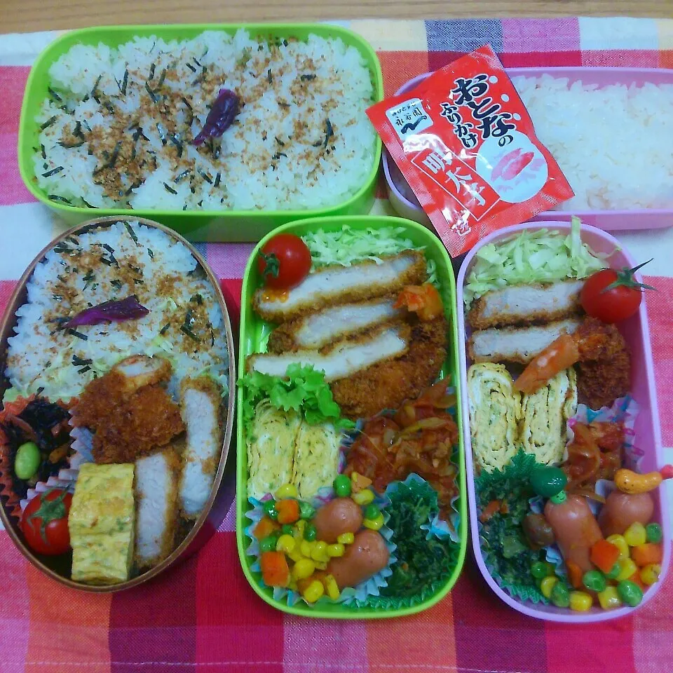 Snapdishの料理写真:娘弁当💕私弁当💕俺様弁当💕(勢ぞろい!!)|Rie Naganoさん