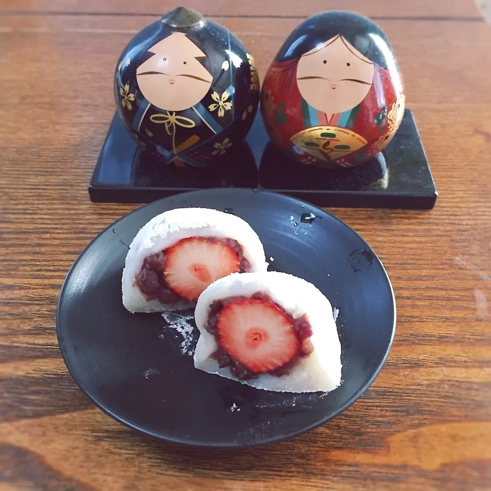 Snapdishの料理写真:「切り餅deいちご大福♡」マネっこ|かずぴょんさん