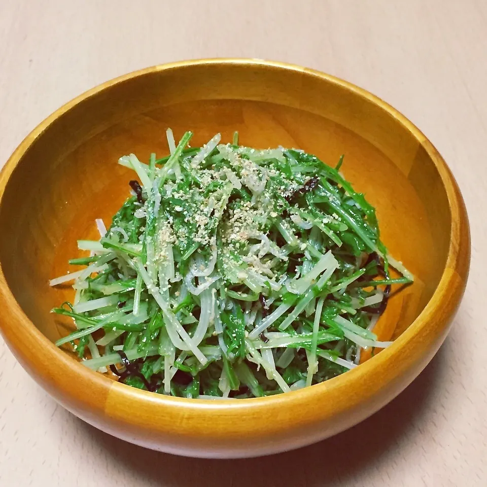 じゃこ・塩昆布入り「水菜のナムル」|かずぴょんさん