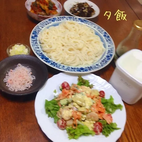 Snapdishの料理写真:冷たいうどんの夕飯|かずぴょんさん