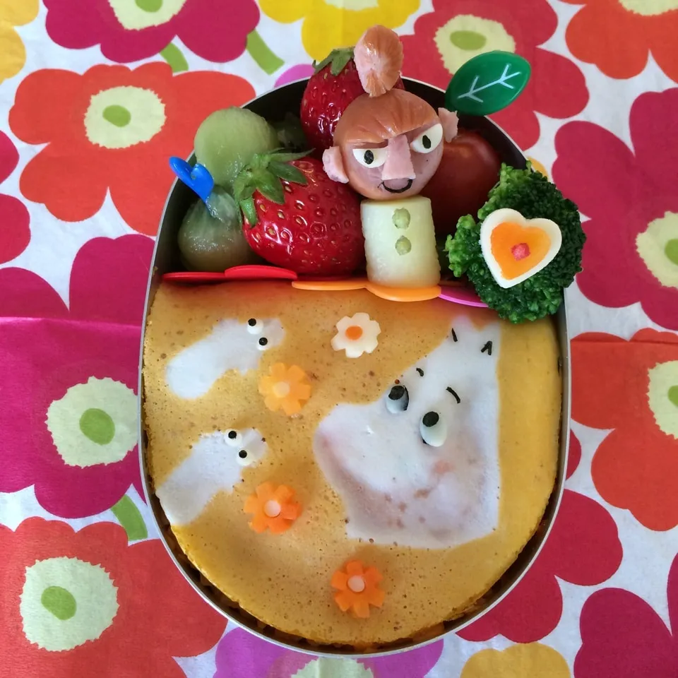 Snapdishの料理写真:ムーミン ニョロニョロ リトルミイのオムライスキャラ弁当|よしこ虫さん