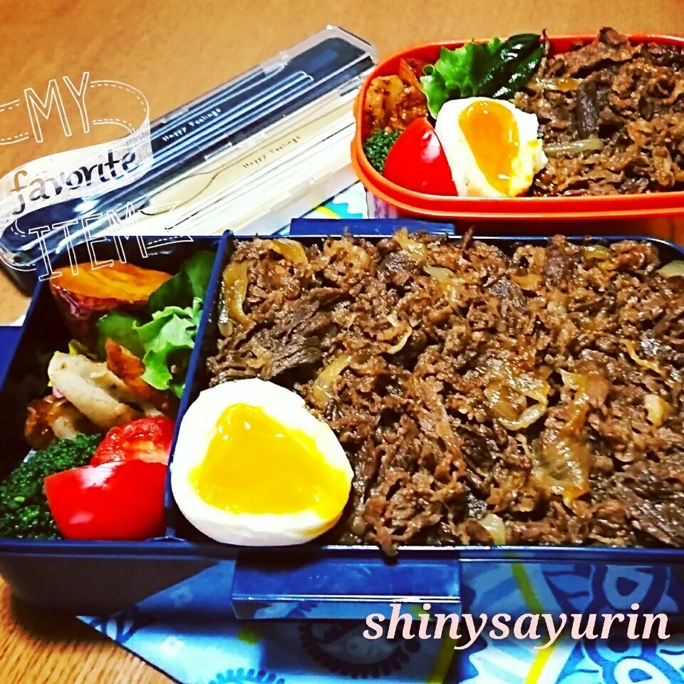 Snapdishの料理写真:今日の塾弁😁牛丼弁当❤|さゆりんさん