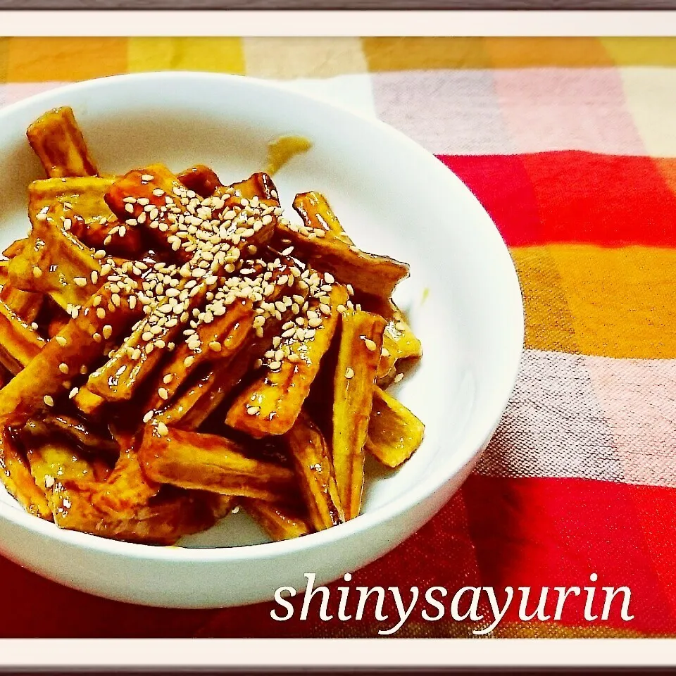 ご飯がすすむ〜♡なー姉の甘辛揚げごぼう♪|さゆりんさん