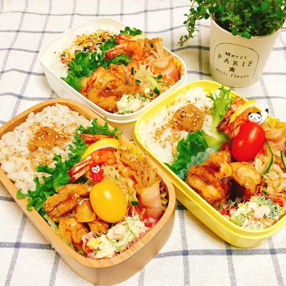 息子＆娘＆母お弁当♪|れもんてぃさん