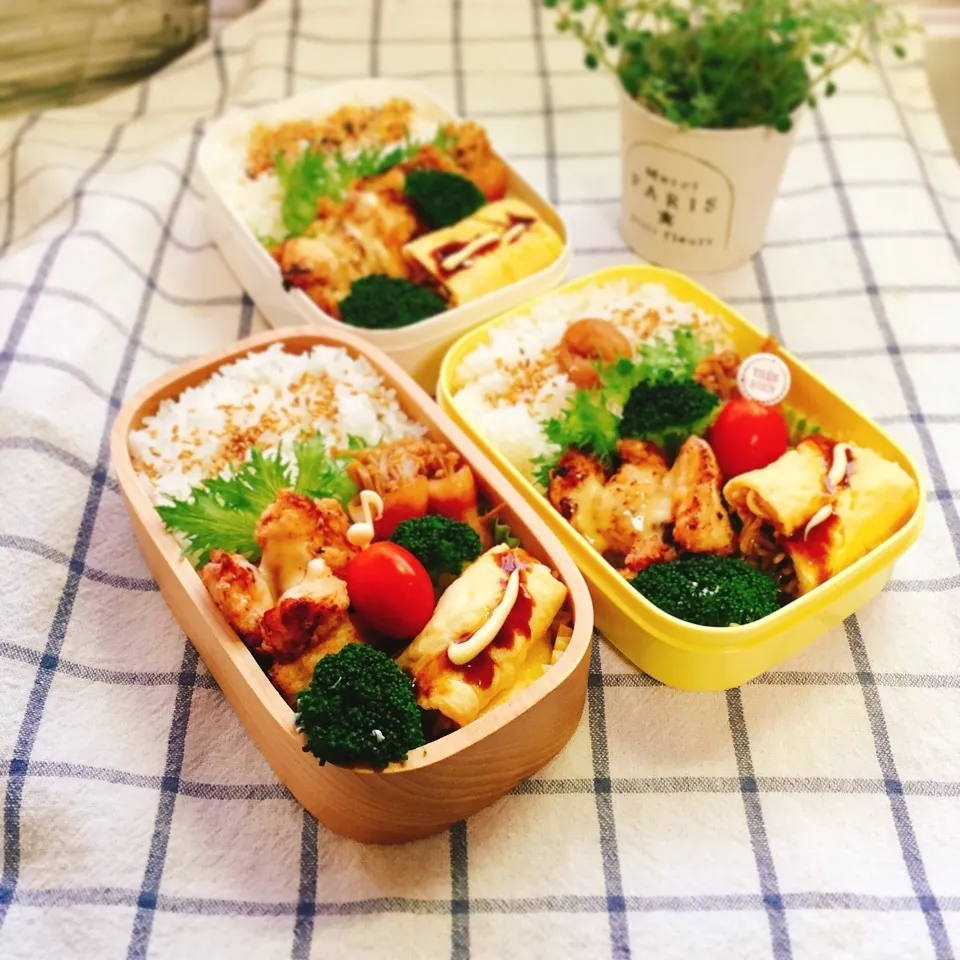 息子＆娘＆母お弁当♪|れもんてぃさん