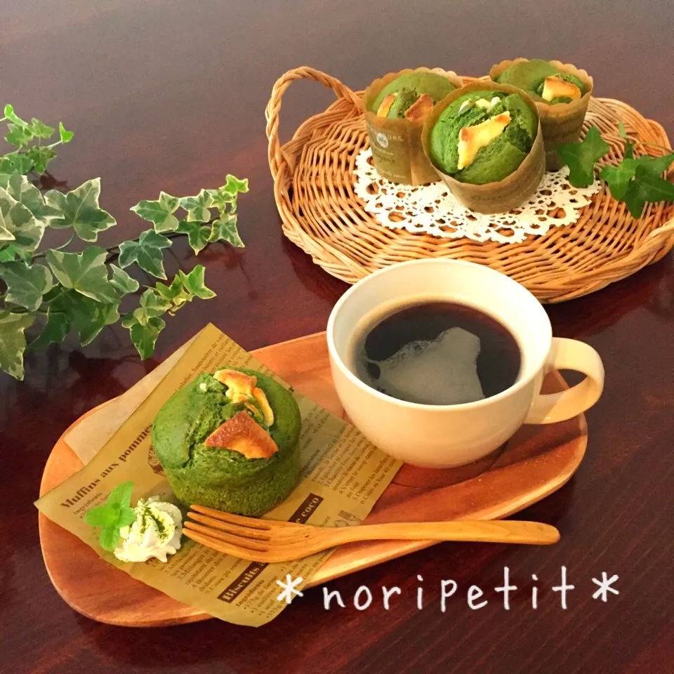 焼くまで5分♡HMde簡単♡抹茶ホワイトチョコマフィン|noripetit(のりP)さん