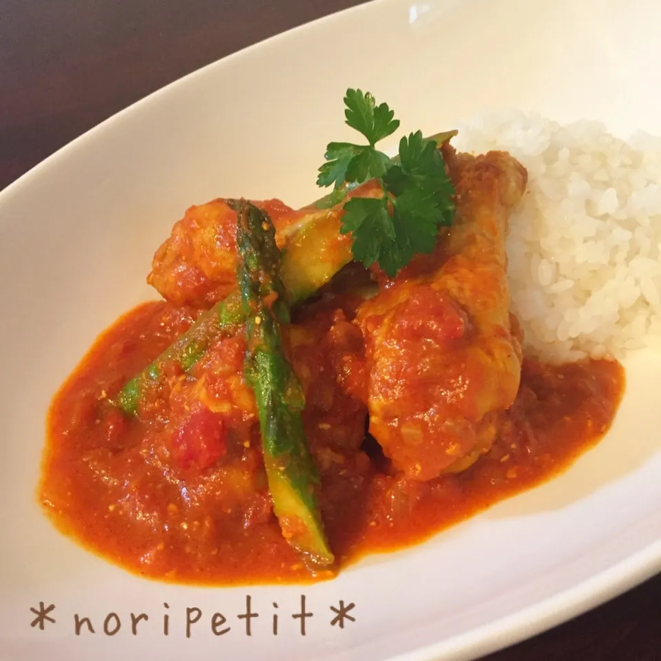 Snapdishの料理写真:フライパンひとつdeトマトチキンカレー♡|noripetit(のりP)さん