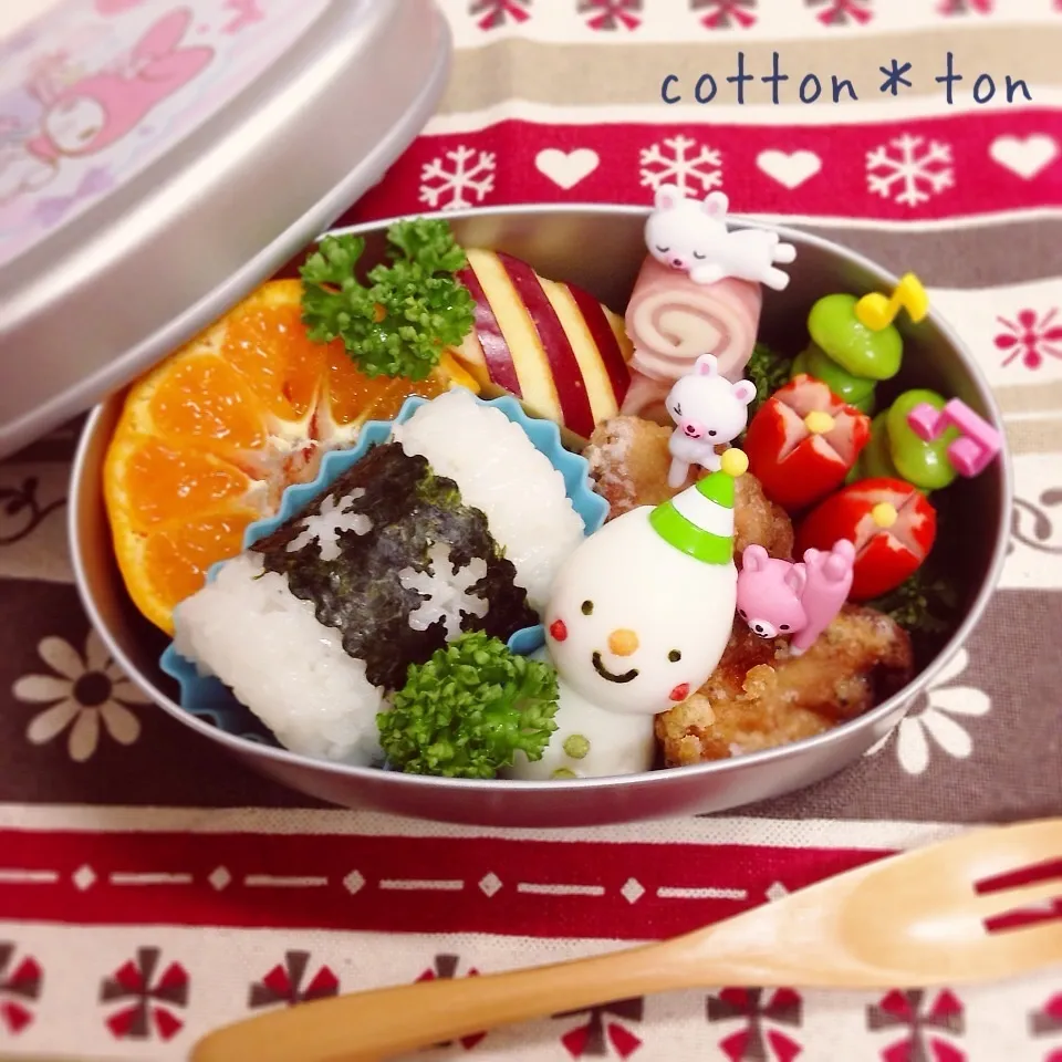 簡単♪うずらの雪だるまさんのお弁当☆|こっとんとんさん