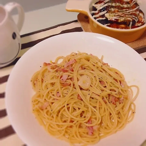 今日の夕食 ペペロンチーノ＆ナスチーズ|こっとんとんさん