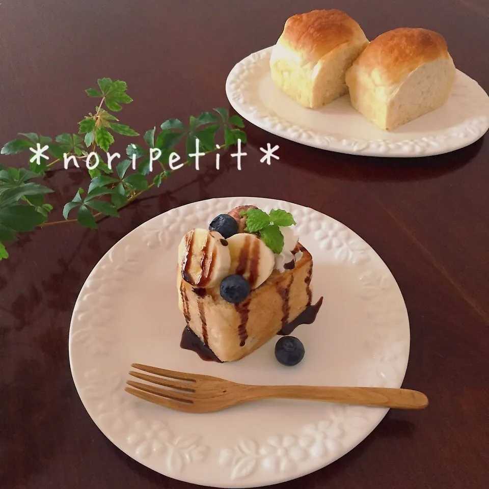 捏ねずにレンジ発酵♡時短ミニ食パンde食べきりハニートースト|noripetit(のりP)さん