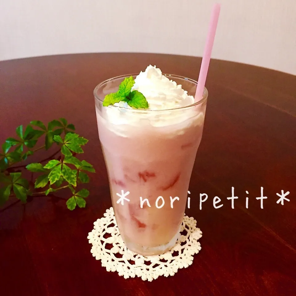 桃缶♡1個deスタバ風ピーチ イン ピーチ プラペチーノ♡|noripetit(のりP)さん