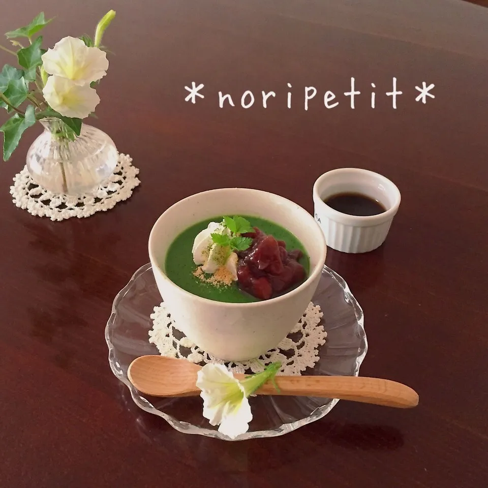 Snapdishの料理写真:火を使わずワンボールde簡単〜ぷるっぷるぅ〜豆乳抹茶プリン♡|noripetit(のりP)さん