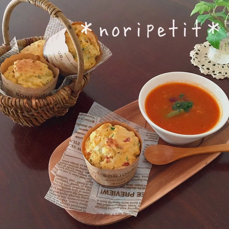 簡単〜混ぜて焼くだけ♡おからinマフィンカップdeケークサレ|noripetit(のりP)さん