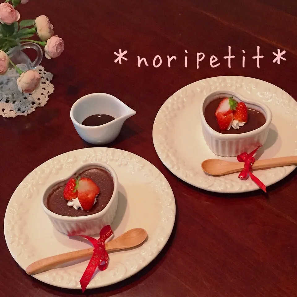 材料3つ♡生クリなし加熱3分♡簡単なめらか〜チョコプリン♡|noripetit(のりP)さん