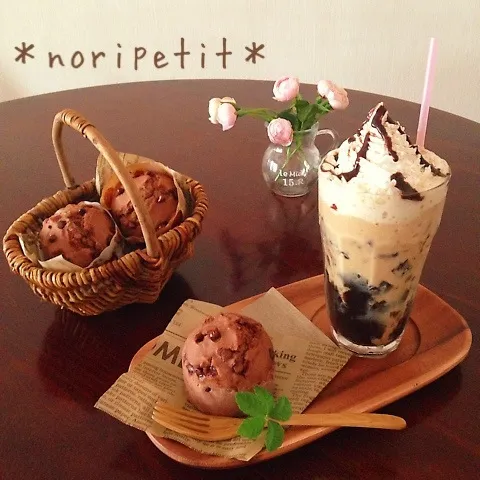 基本の材料2つ♡Wチョコマフィン&コーヒージェリーフラペ♡|noripetit(のりP)さん