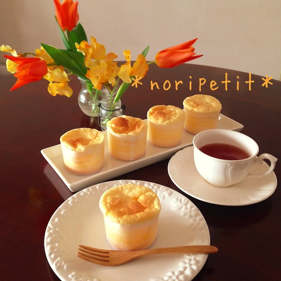 Snapdishの料理写真:簡単〜カロリー控えめ♡ふわふわ半熟チーズケーキ♡|noripetit(のりP)さん