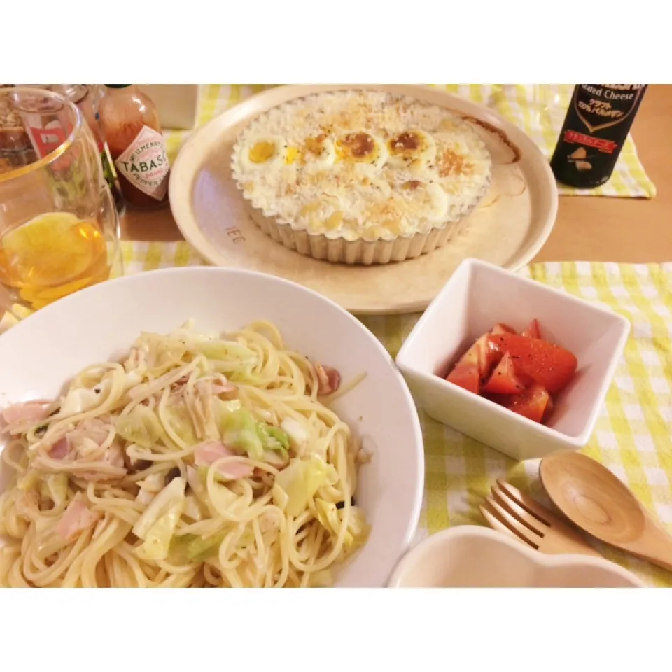 春キャベツとベーコンのパスタ|うたままさん