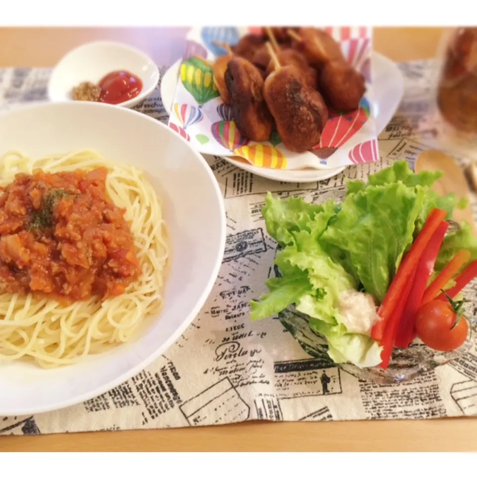 Snapdishの料理写真:お豆腐ミートソースパスタ|うたままさん