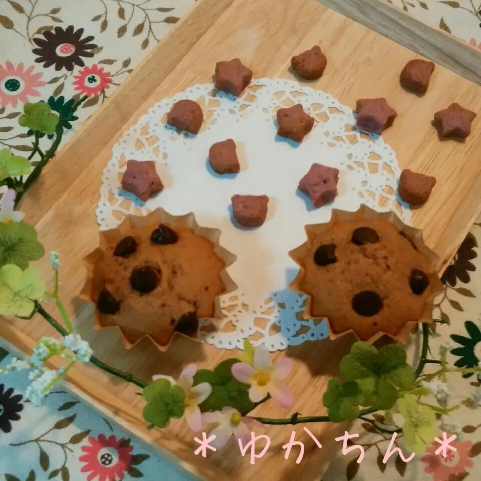 今日のおやつ♡チョコカップケーキ＊紫いもクッキー|ゆかちんさん