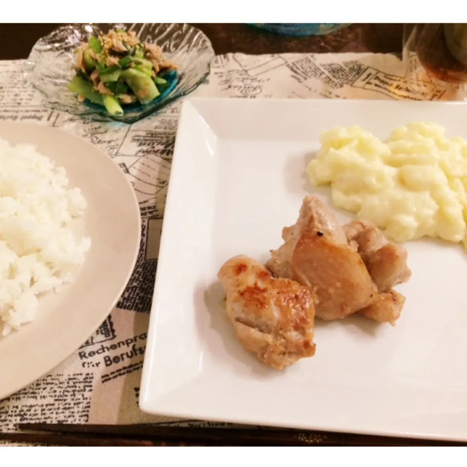 照り焼きチキンとつぶつぶマッシュポテト|うたままさん