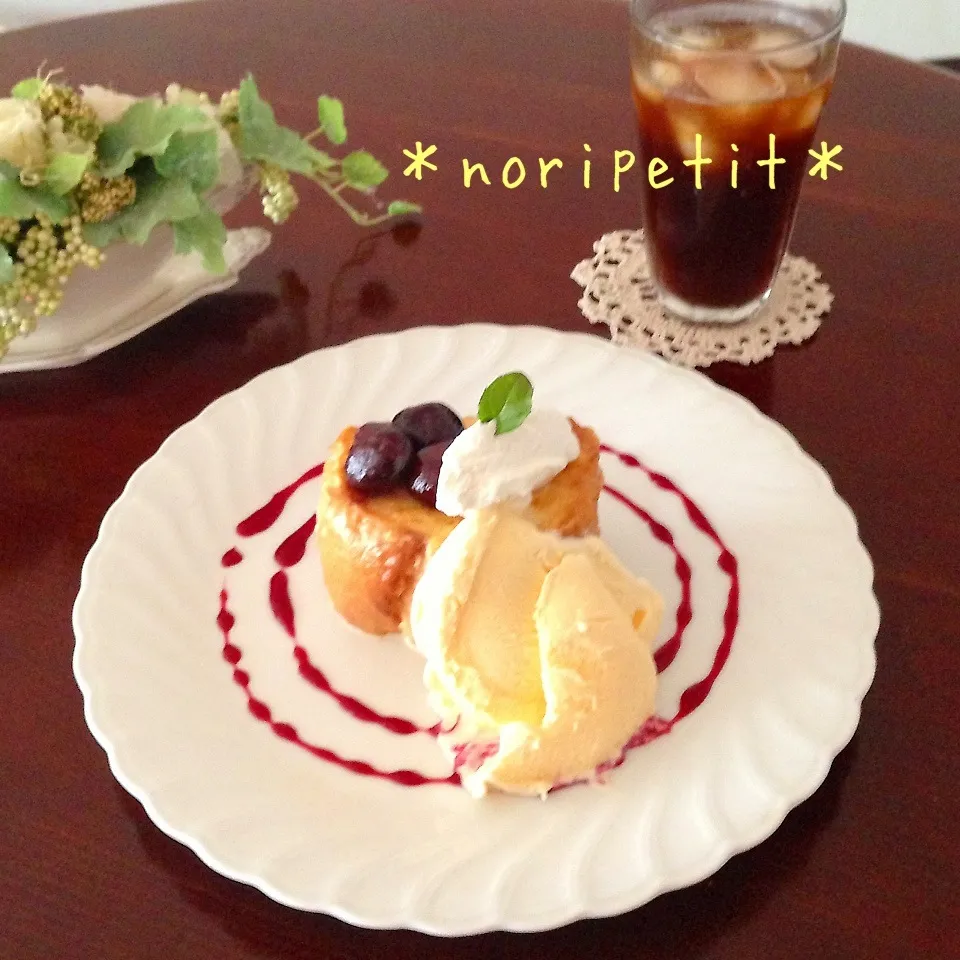 LONCAFE風 チェリーのフレンチトースト♡簡単コンフィで|noripetit(のりP)さん