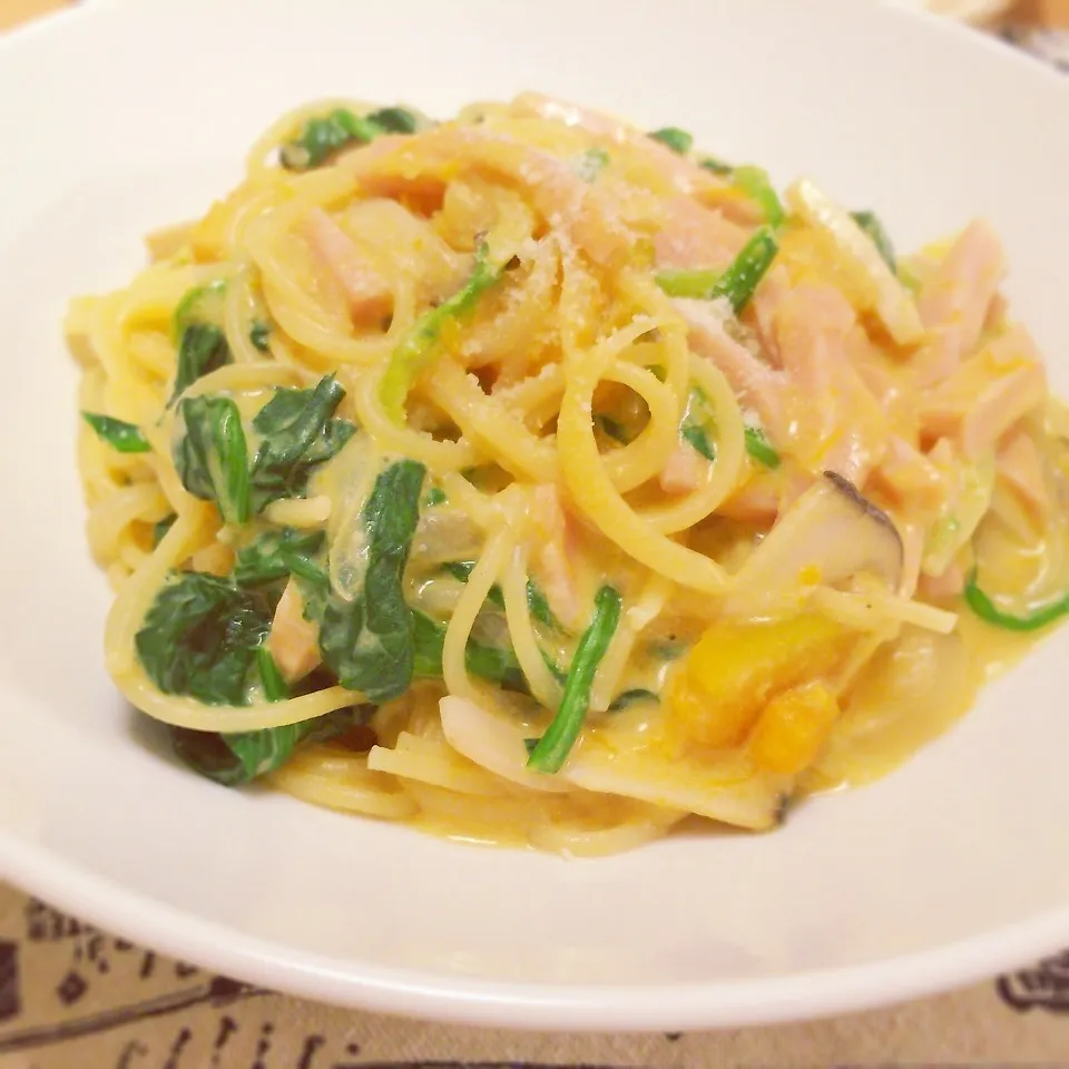 かぼちゃのクリームスパ|うたままさん