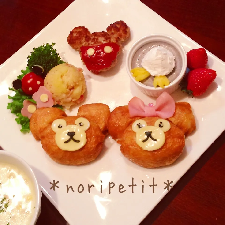 Snapdishの料理写真:ダッフィーのおいなりさんdeワンプレート♪|noripetit(のりP)さん