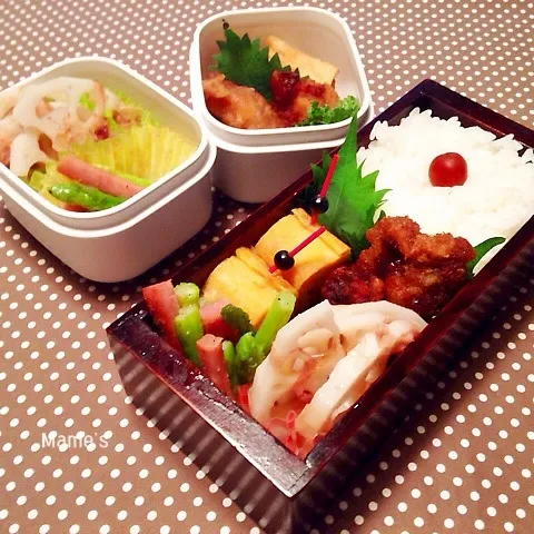 Snapdishの料理写真:2014.8.29  パパさんと息子のお弁当♪|豆子さん