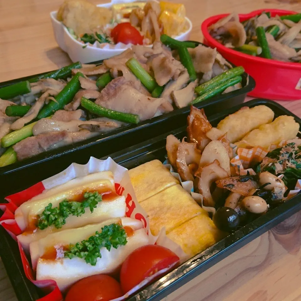 豚バラとニンニクの芽炒め丼弁当🍱|あずきラテさん