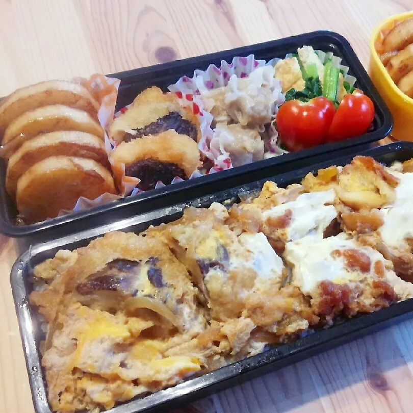 唐揚げ卵とじ丼弁当|あずきラテさん