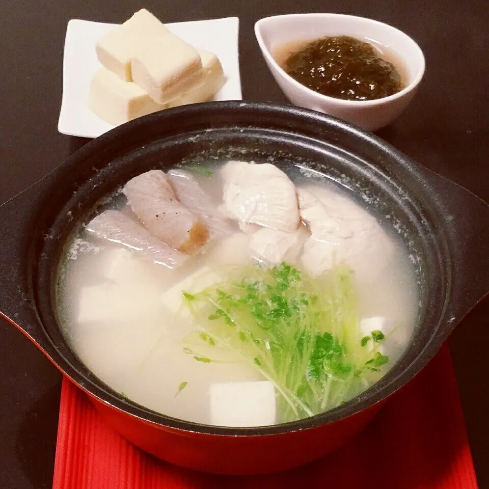 Snapdishの料理写真:鶏胸肉のしゃぶしゃぶ|Yukiさん