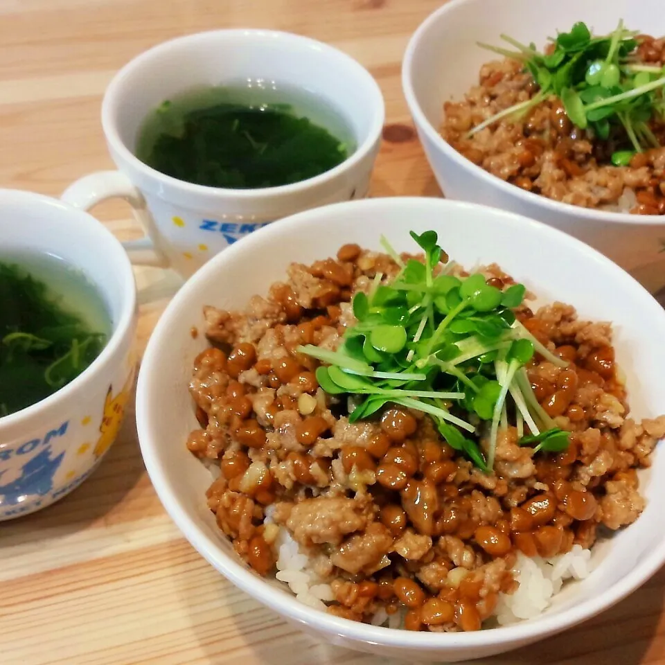 納豆そぼろ丼|あずきラテさん