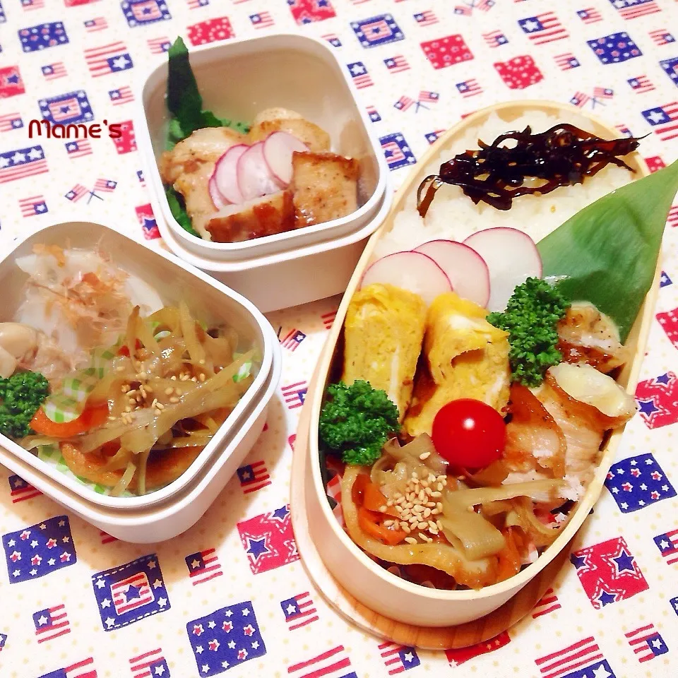 Snapdishの料理写真:2014.1.29  豚ロースのチーズ巻き弁当♪|豆子さん